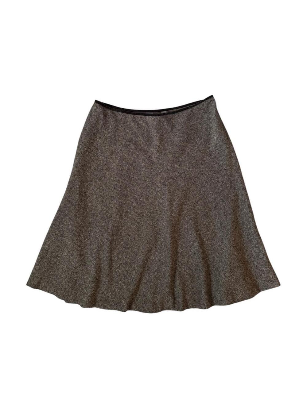 Vintage Y2K Tweed Wool A-Line Midi Skirt